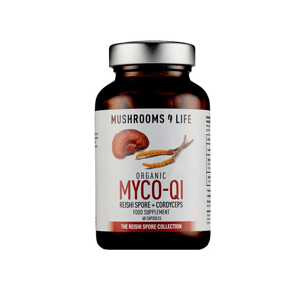 Food supplement capsules myco-qi reishi and cordyceps